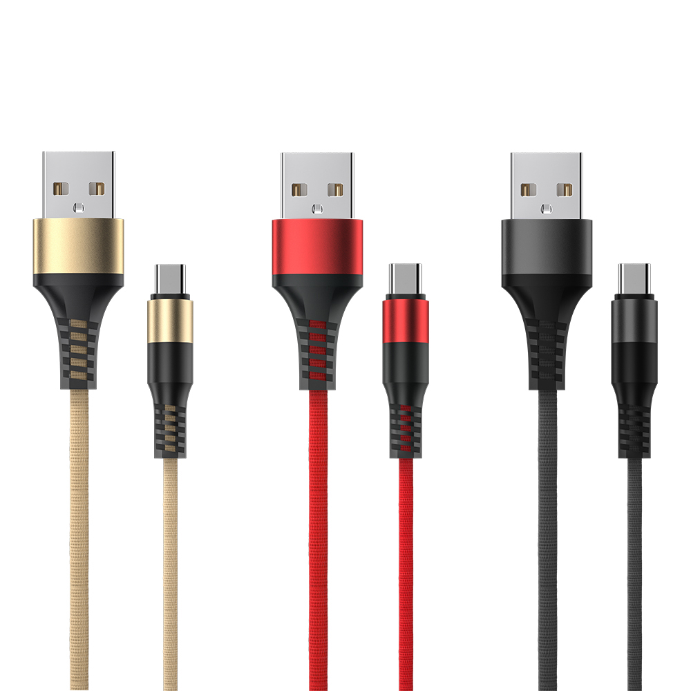 3 in 1 charging cable with metal shell and fabric cover